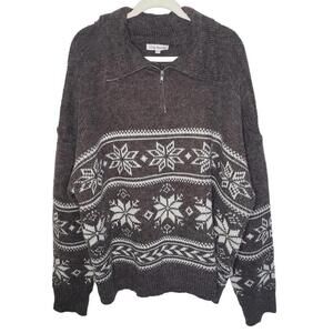 Grey Bandit Sz 3X Grey Snowflake Quarter Zip Sweater (1715)